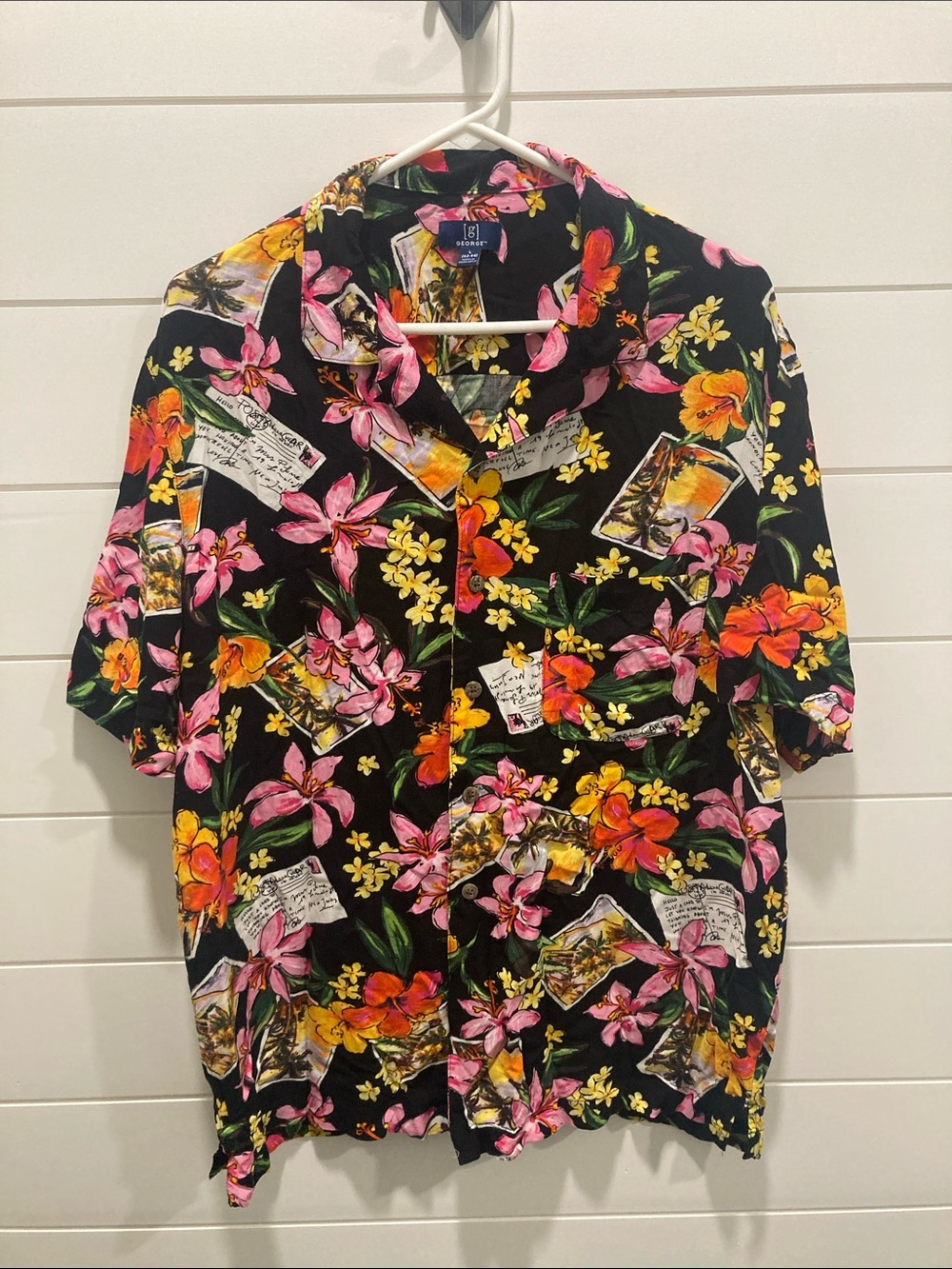 George Black Floral Tropical Shirt
